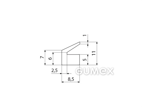 "L" Silikonprofil, 11x8,5/7mm, 70°ShA, -60°C/+180°C, weiß, 